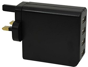 Mercury 4.8 A Quad USB Mains Charger - Black