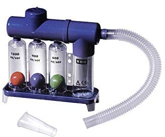 Atemtrainer Trigym 3 Kammersystem mit farbkodierten Kugeln Mundstück und Schaunch