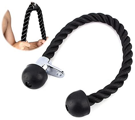 Corde pour Triceps, Corde de Musculation Triceps Noir 70 cm, Corde d’Entraînement de Musculation en Nylon Corde de Traction Biceps Acessoire de Tirage pour Appareil à Poulie