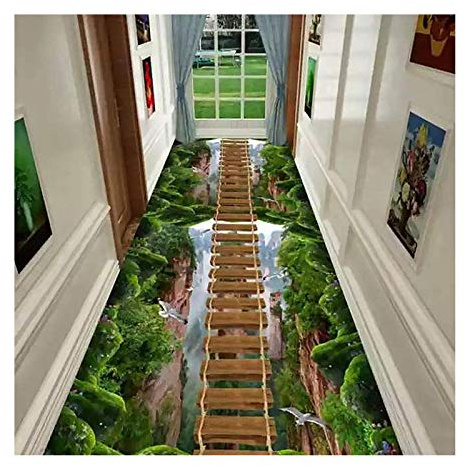 Siunwdiy 3D Teppich Optische Täuschung Flur-Hotel Bereich Läufer Küche, Illusion Design Wasserdicht Angepasst Werden Kann, #01, 140x400cnm