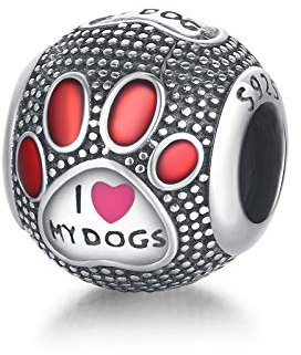 Eusense Pandora Charm Pfote, Hund Charms Passen für Europäisch Anhänger Armband Kette