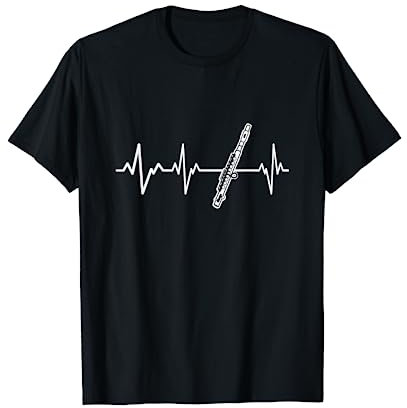 Flûte Traversière Battement De Cœur Cadeau Instrument Flûte T-Shirt
