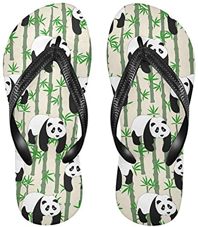 Linomo Tongs en bambou pour homme et femme - Motif panda mignon - Tongs de bain décontractées - Pour l'été et la plage, multicolore, 34/35 EU