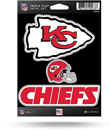 Rico Industries NFL Kansas City Chiefs Triple Play Aufkleber-Set, 12,7 x 17,8 cm, 3 Aufkleber