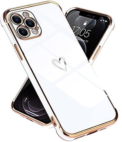 Lafunda kompatibel mit iPhone 12 Pro（6,1Zoll） Handyhülle Mädchen Liebesherz Silikonhülle weich TPU Hülle Ultra dünn Stoßfeste Schutzhülle Bumper Silikon case für iPhone 12 Pro Weiß