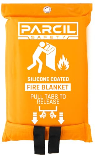 SB-500 Large Silicone Coated Emergency Fire Extinguisher Blanket - 5 feet x 5 feet - Chemical Free, No Mess, Easy to Store, Safe to Wrap Around Body