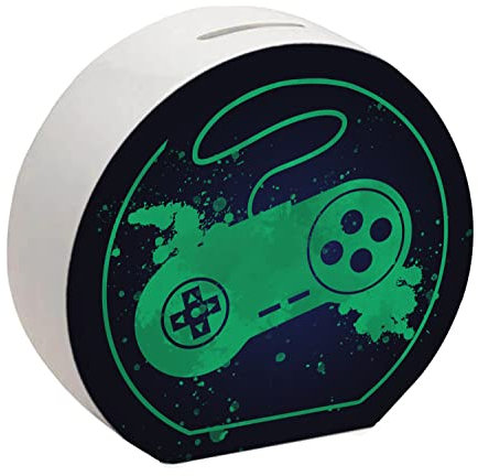 Spardose mit Retrocontroller in Grün für Videospieler Geschenkidee witzige Spardose für die nächste Spielekonsole sparen für Videospiele