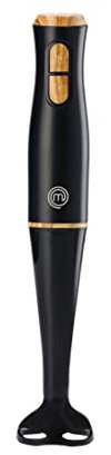 MasterChef Hand Blender Stick, Electric Handheld Food Processor, 2 Blending Speeds, Stainless Steel Blades, Immersion Liquidiser with Removable & Washable Leg, Non-scratch Plastic, 200W, Black