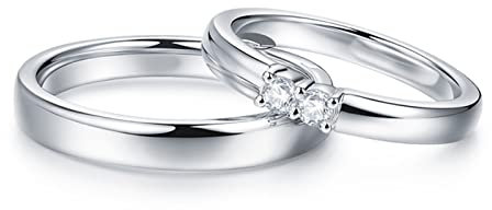 BEBEWO 0,1cttw Echter Diamant Silber Rings für Paare Hochzeitsringe Versprechensringe Jubiläumsringe mit Gravur