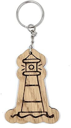 E&BLaserManufaktur Leuchtturm Holz Edel Handmade Schlüsselanhänger Anhänger Keychain