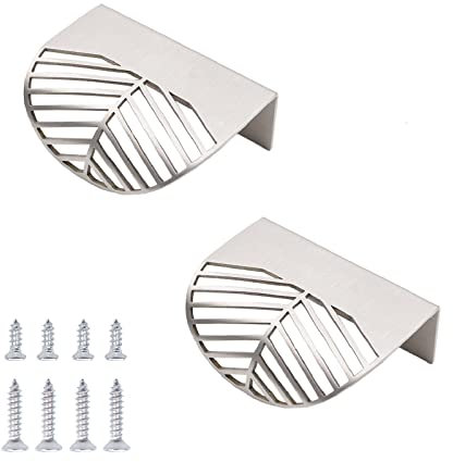 MOROBOR Stainless Steel Finger Edge Pull, 2pcs Leaf Shaped Cabinet Handles, Decorative Furniture Handles with Mounting Screws for Cupboard Cabinet Wardrobe Drawer (Silver)