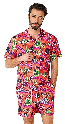 OppoSuits 2-teiliges Hawaii Sommer-Set für Herren - Rick & Morty Sommer-Strandkleidung - Inklusive Kurzarmhemd und Shorts