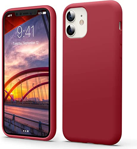 Flyzoo Flüssige Silikon Case Kompatibel mit iPhone 11 Hülle (6,1), Kratzfest & Anti-fingerabdruck Handyhülle mit Rundumschutz: 4-Schicht Schutzhülle, Erhöhter Rand für Bildschirm & Kamera, Rot