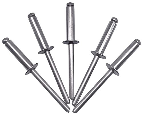 SKIR'CO Paquete de 10 remaches ciegos de acero inoxidable de 4,8 x 20 mm, cabeza de cúpula, remaches pop, DIN 7337, remaches A2 (10, 4,8 x 20 mm)