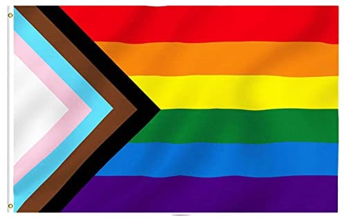 Bandiera Rainbow Gay Pride LGBTQ+, 3x5FT Progress Gay Pride Banner per feste LGBT, Carnevali, Celebrazioni Festival Decorazioni