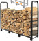 CONNOO 1,2 m Kaminholzregal Ständer Schwerlast Brennholz Holzregal Halter Kamin Holz Aufbewahrungshalter für Innen Außen Metall Stapel Holzständer Stapler Halter, Mattschwarz