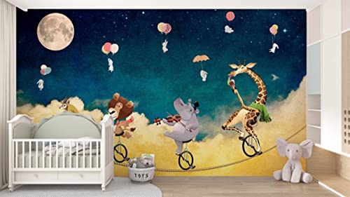 Myphotostation Nursery Balloons Safari Removable Peel and Stick Wallpaper Kids Room Wallpaper Kids Wall Mural Safari Wallpaper 204W x 114H Inches