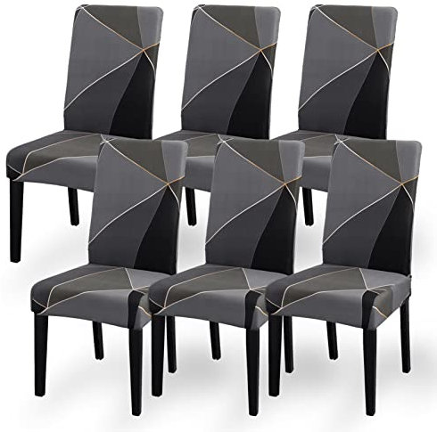 Aisprts Stuhlhussen 6er Set Stretch Stuhlhussen für Esszimmerstühle, Abnehmbarer Waschbarer Stühle Schutz Dekoration Stuhlbezug für Haus, Küche, Hotel, Restaurant, Bankett, Hochzeit, Party