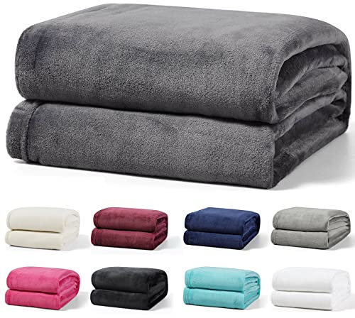 Leonado Vicenti 2er Set Flauschige Kuscheldecke 150x200 cm Fleecedecke Wohnzimmerdecke Sofadecke Tagesdecke Flanell Uni Bettüberwurf