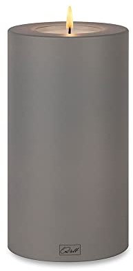 Qult FARLUCE Trend Colour • ∅ 8 cm • Teelichthalter in Kerzenform • Kerze • Kunststoffkerze in Kerzenoptik • Teelichtkerze mit Teelichteinsatz • inkl. 1 Teelicht (Ø 8 x h 18 cm, Steingrau)