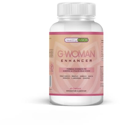 Healthy Fusion G Woman | Potente attivatore e stimolante al 100% per le donne | Aumenta l'energia, le prestazioni fisiche e muscolari | Maca, Tribulus, Ginseng, Ginkgo | 60 Capsule
