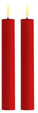 Deluxe Homeart Indoor Flameless LED Taper Dinner Candle 2 Set - with Real Flame™ Technology - Battery Powered Candles (15 cm, Red)