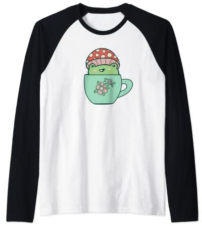 Cottagecore Théière en forme de grenouille Kawaii Vert pastel Manche Raglan