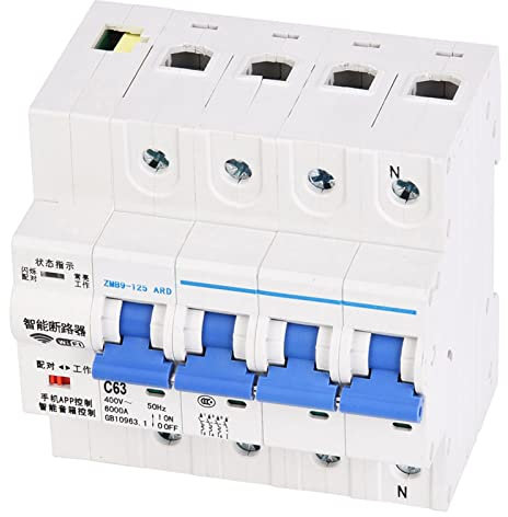 AC400V 4P Disjoncteur WiFi Commutateur de Télécommande sans Fil Disjoncteurs Miniatures Intelligents (63A)
