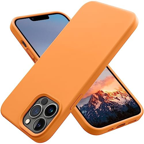 OTOFLY Compatible with iPhone 13 Pro Case,Liquid Silicone Slim Protective Shockproof Phone Case Cover with Anti-Scratch Microfiber Lining, 6.1 inch (Orange)
