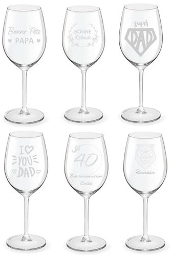 Verre a vin personnalisé (Lot de 6) Mabouteille.fr - Verre à vin gravure sur verre pour un service coffret vin unique avec prénom, message, logo… [ Verre vin personnalisé ]
