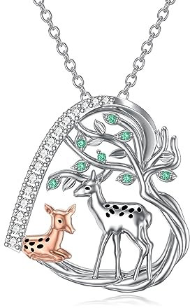 YAFEINI Hirsch Halskette für Damen Mutter Tochter Kette 925 Silber Tier Halskette Anhänger Muttertag Halskette Geschenk für Mutter Tochter Oma (Hirsch Halskette)