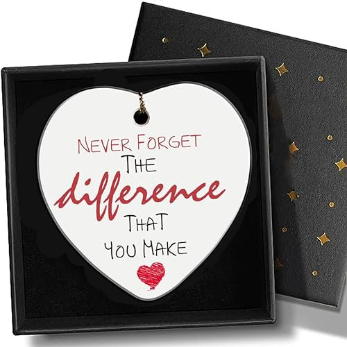 AHANDMAKER-Geschenke Für Freunde, Kollegen, Klassenkameraden, Souvenirs Ornament Keramik Hängegeschenke Ruhestandsgeschenk Abschiedsgeschenke Liebesförmiges Keramikornament Mit Band Und Geschenkbox