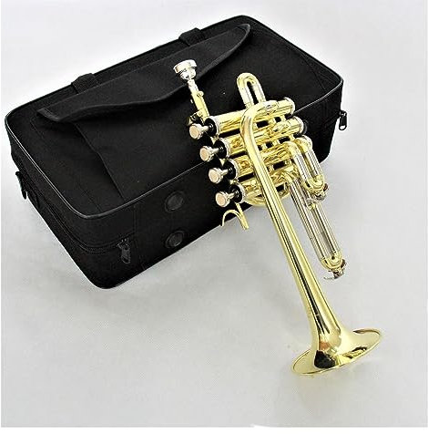 Trompeteninstrument Profi-Trompete Goldlackiert Bb/A-Piccolo-Trompete Blechblasinstrumente Anfänger