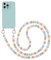 Pnakqil Coque avec Cordon pour iPhone 13 6.1 de Cœur Perles Corde Collier, Étui Silicone TPU Antichoc Bumper Housse avec Bijoux Cordage Crossbody Chaîne Lanyard Case, Bleu