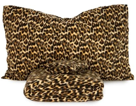 Morbidissimi Completo lenzuola Leopard in Pile Matrimoniale X108