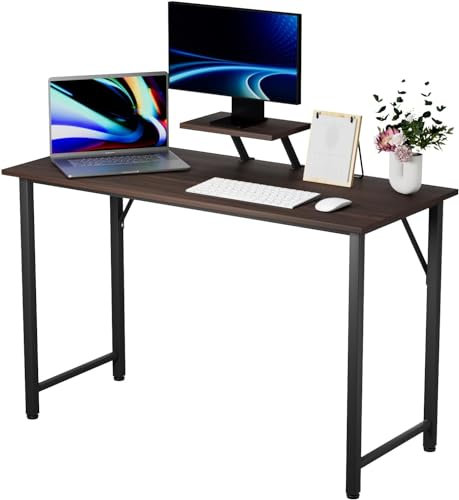 Lvhecforhm 100x50x75cm Bureau Informatique, Bureau d'Ordinateur avec Support Ecran PC Amovible, Bureau d'Écriture, Simple Table de Bureau, Adapté au Bureaux, au Salon, Étudier Jouer Travailler Marron