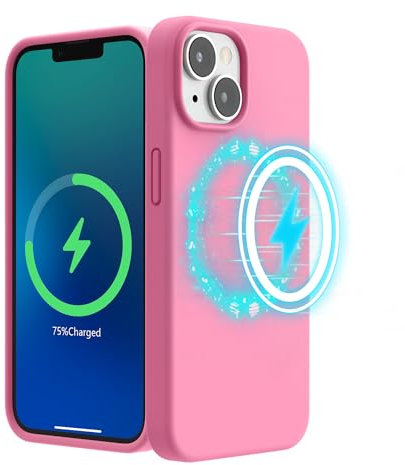 SURPHY Magnetic Case Designed for iPhone 13 mini Case (5.4 inch 2021 Release), with Microfiber Lining Liquid Silicone Phone Case for iPhone 13 mini (Peach Pink)