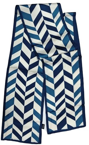 GIMIRO Satin Seidenschal Doppelschichten 150 x 16cm Krawatte Blumen Taillengürtel für Blazer, Mantel, Kleid (3# Navy Unisex Floral)