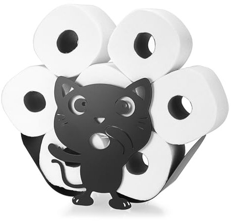 IGNPION Support de Rouleau de Papier Toilette Porte-Papier en métal Stockage de Papier en Forme de Chat Mignon pour Salle de Bain (Noir)