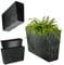 KADAX Fioriera in plastica, da 18,5 x 55,7 cm, in 5 colori, vaso da fiori con strisce di irrigazione, fioriera da balcone con inserto, per esterni, rettangolare, nera, motivo effetto cemento