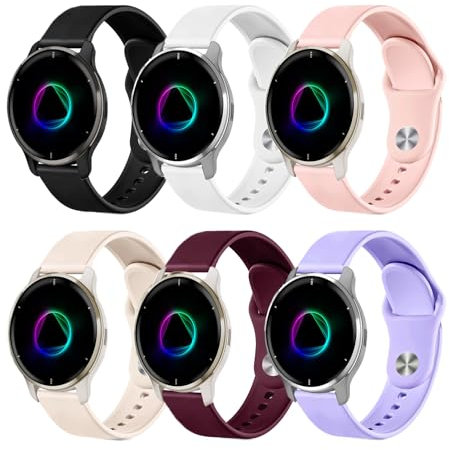 VELULYX Bracelet Silicone Compatible Garmin Venu Sq/Sq 2 Music, Bracelet Sport 20mm pour Vivoactive 3/5, Venu 2 Plus, Vivomove HR, Forerunner 55 245 645