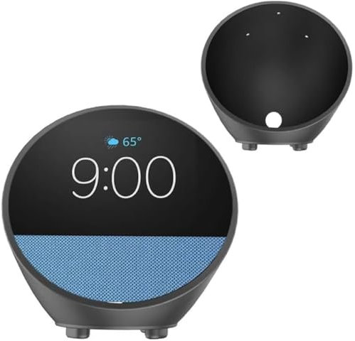 Silicone Case for Echo Spot 2024 Smart Speaker Anti-drop Protective Cover All-round Protective Sleeve Skin Smart Speaker Case for EchoSpot (Black)