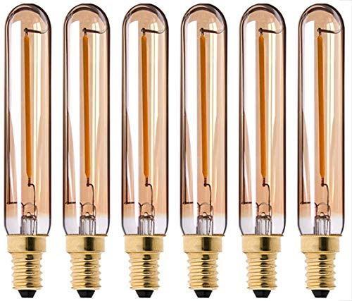 E14 LED Edison Lampe T20 Lange Röhren LED Lampe Dekorative Glühbirnen Dimmbar 1W(10W Halogenlampe Ersetzen) 120mm 100LM, 2200K Warmweiß für Hängeleuchten Wandleuchten 6 Stück (Amber, 1W)