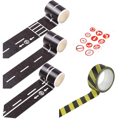 Road Straße Klebeband,Straßenbänder,Straßen Klebeband Kinder,Straße Washi Tape,Straßenbänder DIY Eisenbahn Straßenverkehrsband,Verkehrszeichen Aufkleber DIY Autobahn Tape Hinzufügen Kurvenaufkleber