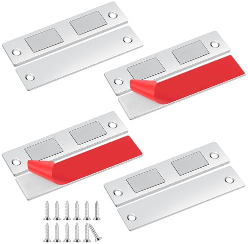 Romon Cabinet Magnetic Catch-4Pcs Chiudiporta Calamita, Argento, 4 Pezzi