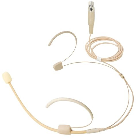 MICMXMO Einzigartiges Mikrofon mit Kopfbügel, kompatibel mit AKG kabellosem Sender, Omnidirektional, Kondensator Mic, Beige (Mini XLR TA3F-Buchse)