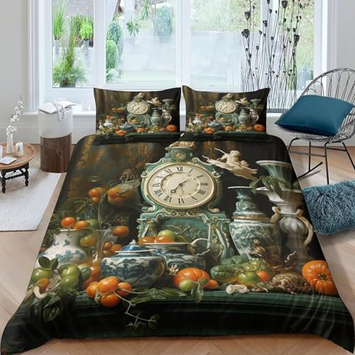 Vintage-Uhr 3D-Gedruckter Bed Linen,3-Piece,Weich Glatt Microfibre Hypoallergener Bed 260X230 Cm Duvet Cover With Zip And 2 Pillowcases,Luxury Quilt Cover Für Kinder Teenager Erwachsen -63520796102475