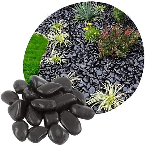 V-PREMIUM SOLUTION - Polierten Schwarzen Kieselsteine 3-5 cm - Dekorativ Stein - Gartendeko - Dekostein - Natürliche Gartendekoration aus Meeresboden - Glatte Oberfläche - Kieselsteine