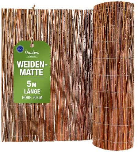 Creative Home Weidenmatte Balkon Sichtschutz Weide 90 x 500 cm (H x L) | Natürlicher Sichtschutz Zaun | Sichtschutzmatte Garten | Sonnenschutz Balkon Windschutz Terrasse Gartenzaun
