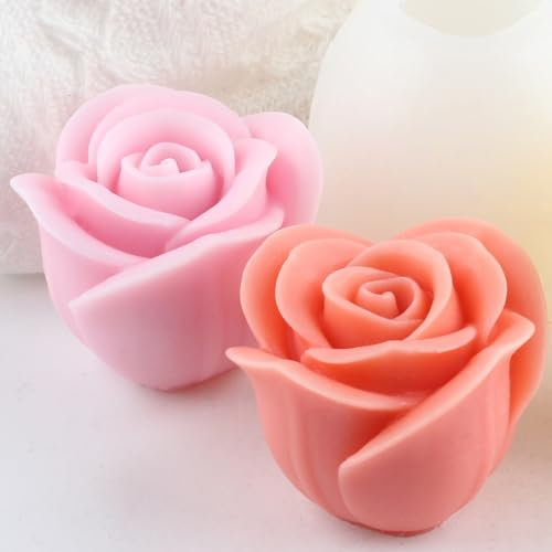 XIAOSHUI 3D Rose Flower Candle Mould Flower Silicone Moulds Rose Flowers Candle Moulds for Candle Making Resin Aromatherapy Gypsum Wax Soap Clay Craft